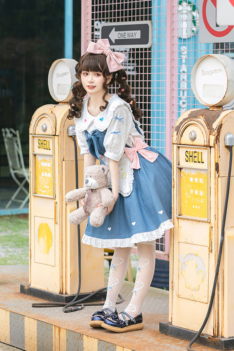 Azure Cowboys Are Busy Ruffle Bow Sweet Lolita Strap Gown