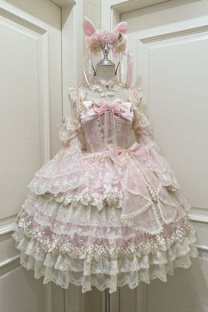 Blush Sleeveless Embroidered Bow Chinese-Style JSK