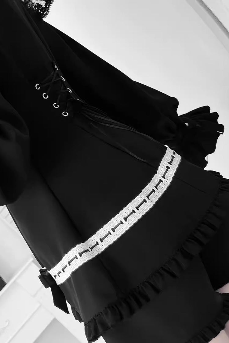 Jirai Kei Bow Dress with Shorts - Gothic Ruffled Style