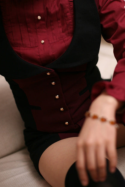 Crimson & Charcoal Ringo Story Princely Lolita Bottoms