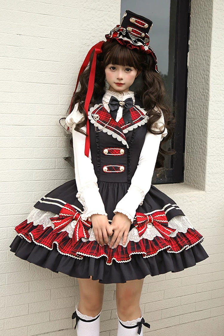Ebony V-Neck Printed Tiered Bow Collegiate JSK - Honor Guard Gala