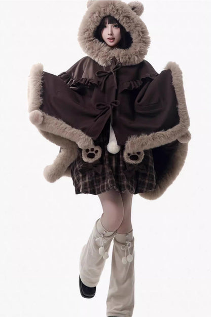 Fluffy Bear Sleeveless Ruffle Bow Sweet Lolita Strap Dress