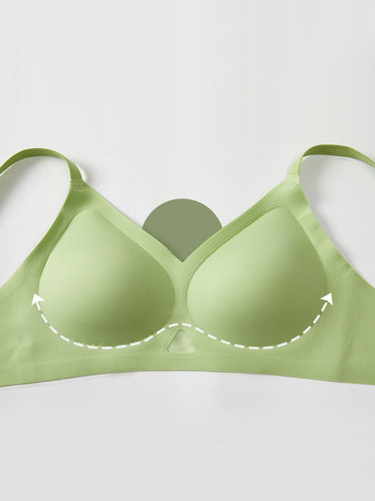 Cup Pure Artsy Fixed Color Satin Bra Women