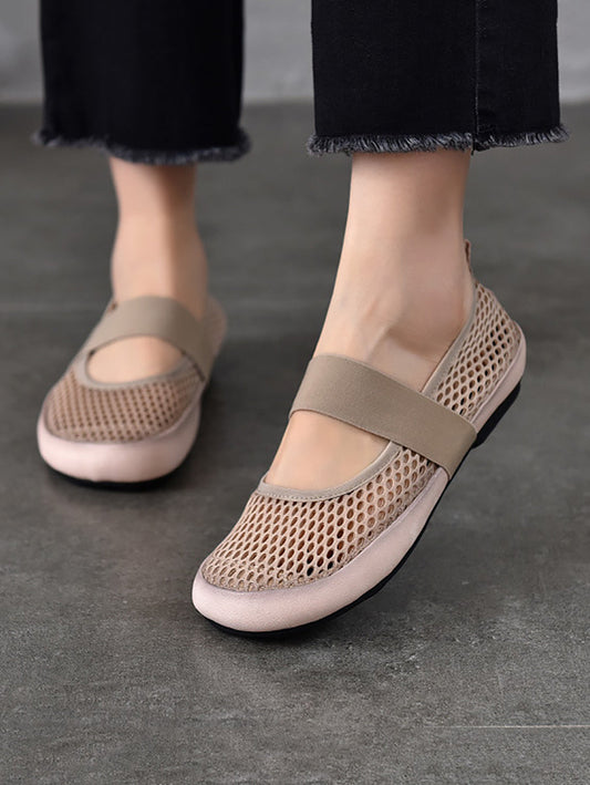 Low Heel Leather Summer Mesh Women Shoes