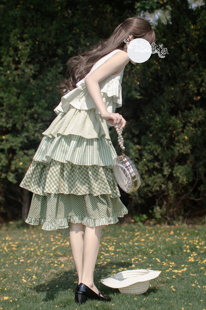 Emerald Forest Multi-Layered Ruffle Holiday Sweet JSK Dress