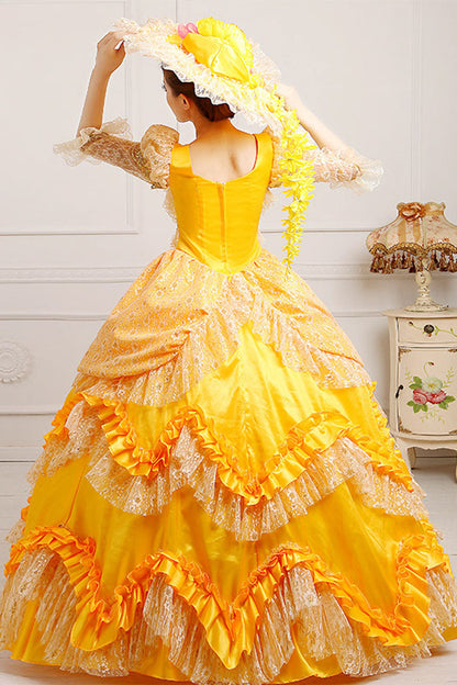 High Waist Ruffled Multi-Layer Lace Victorian Prom Dress