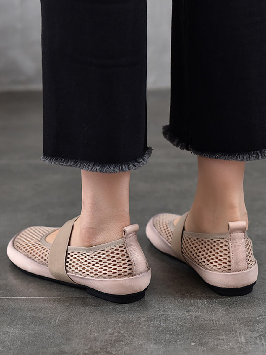 Low Heel Leather Summer Mesh Women Shoes