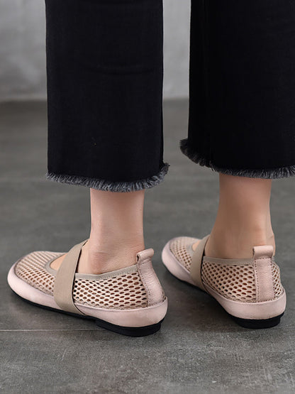 Low Heel Leather Summer Mesh Women Shoes