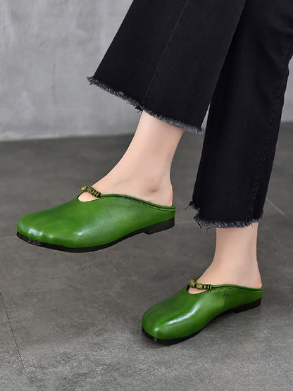 Summer Vintage Leather Soft Sandals Women