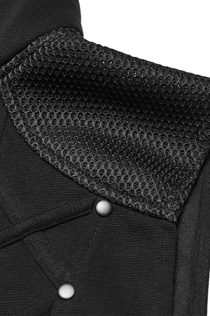 Hooded Punk Vest with Front Zip for Men