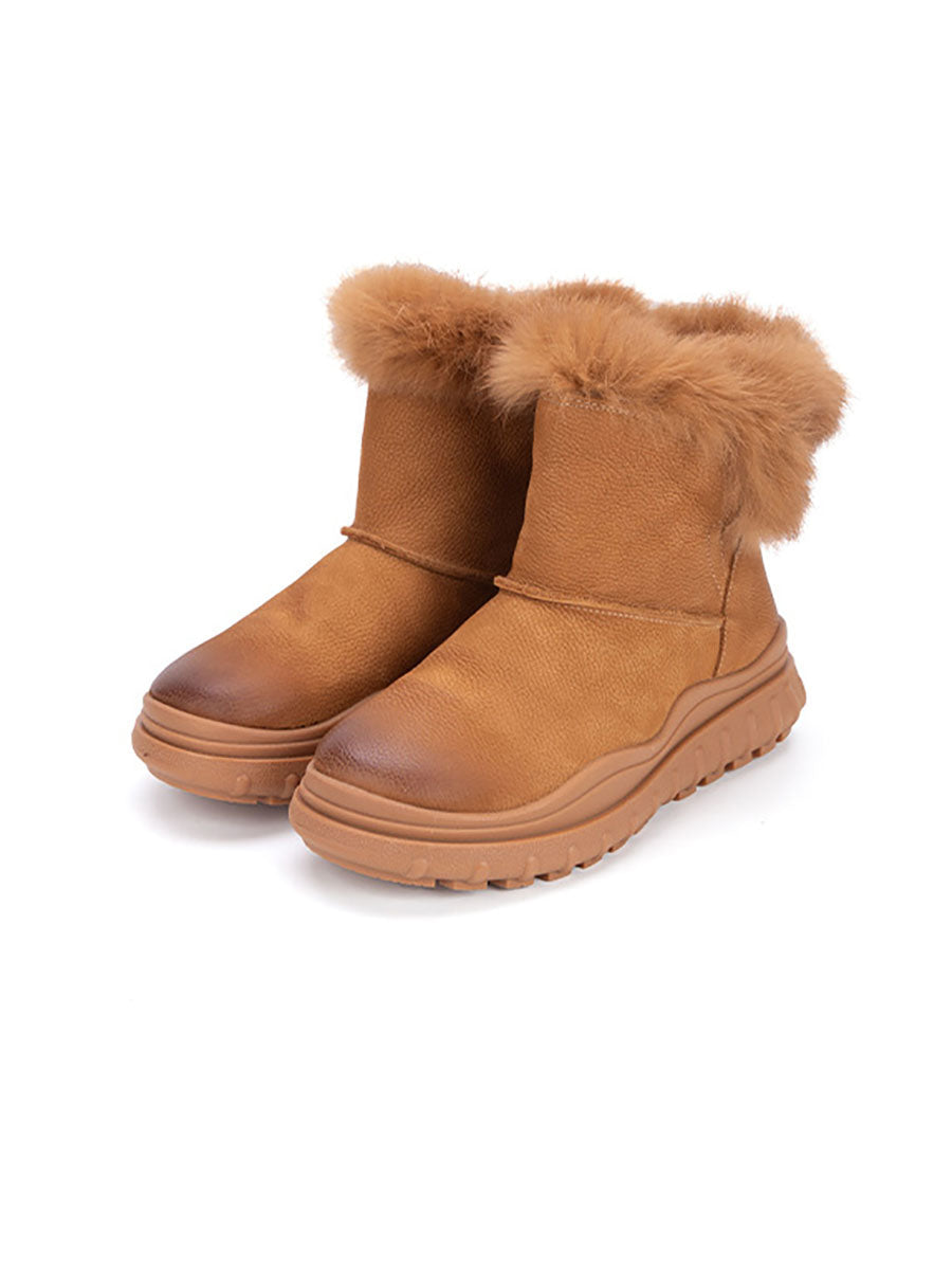 Bottes d'hiver en cuir massif et peluche pour femmes AX1046