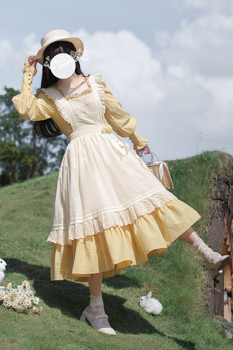 Long Sleeve Floral Ruffle Lace-Up Elegant Lolita Dress