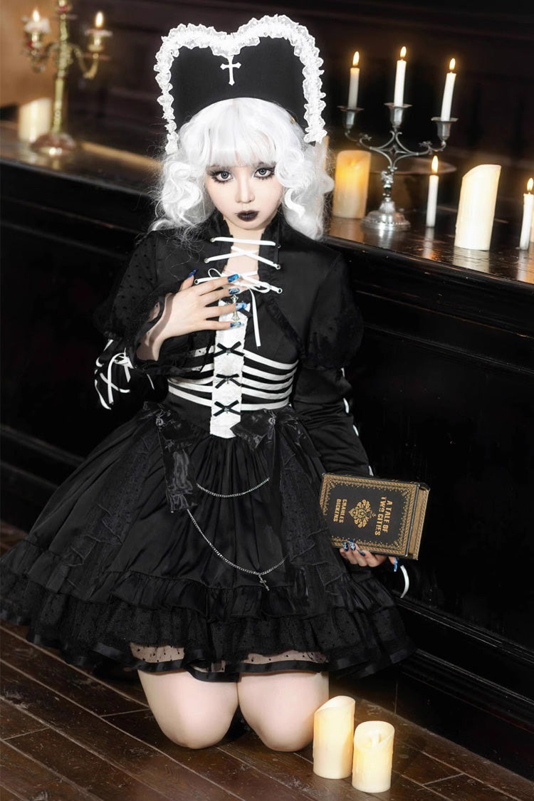 Prisoner-Inspired Ruffle Bow Gothic Princess JSK Dress