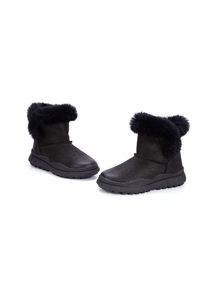 Bottes d'hiver en cuir massif et peluche pour femmes AX1046