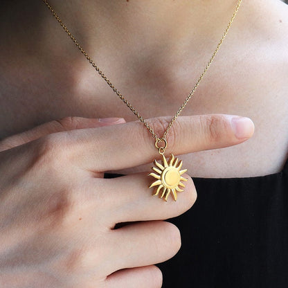 24K Gold Stainless Steel Sun Necklace