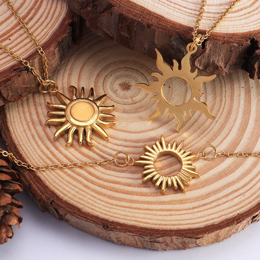 24K Gold Stainless Steel Sun Necklace