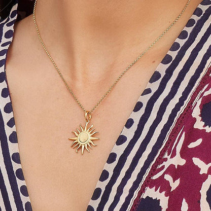 24K Gold Stainless Steel Sun Necklace