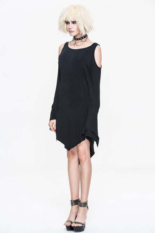 Midnight Batwing Sleeve Off-Shoulder Modal Dress