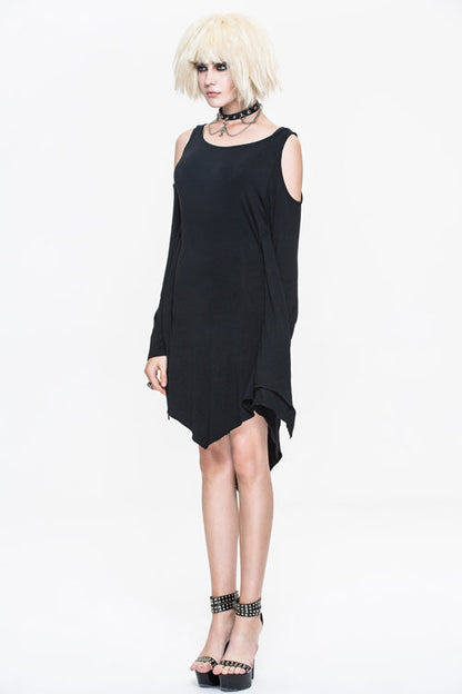 Midnight Batwing Sleeve Off-Shoulder Modal Dress