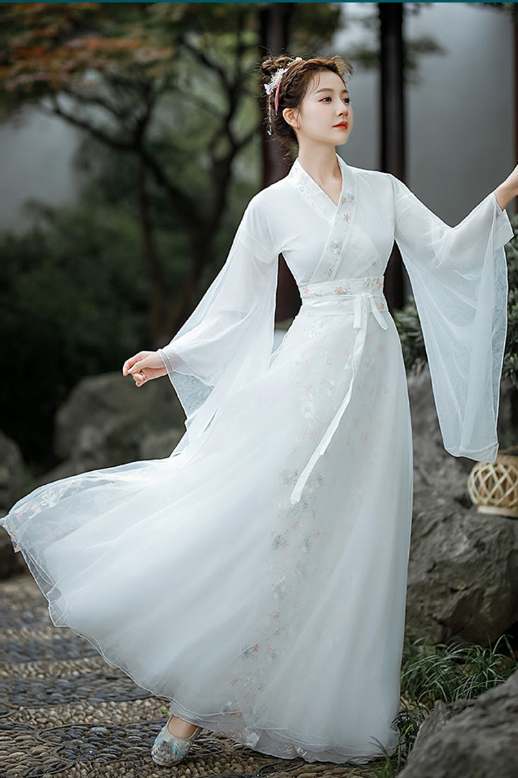 Ivory Ancient Jiangnan Embroidered Sweet Hanfu Dress