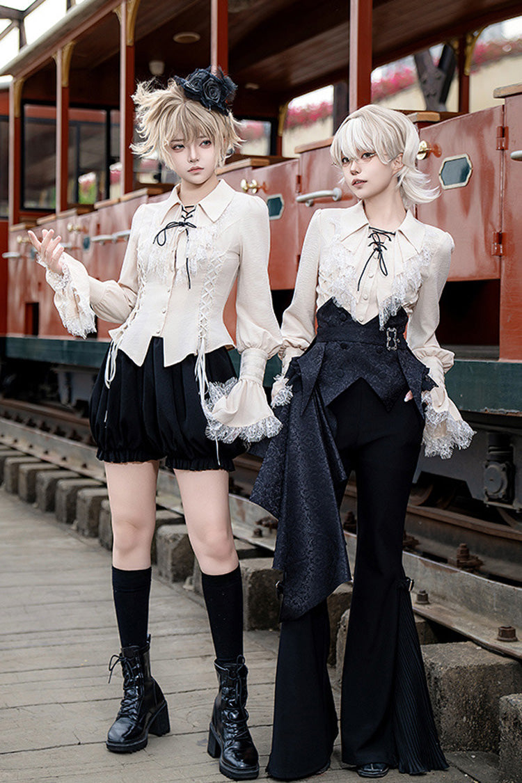 Ebony Long-Sleeve Pirate Style Gothic Shorts - Gold Hunter