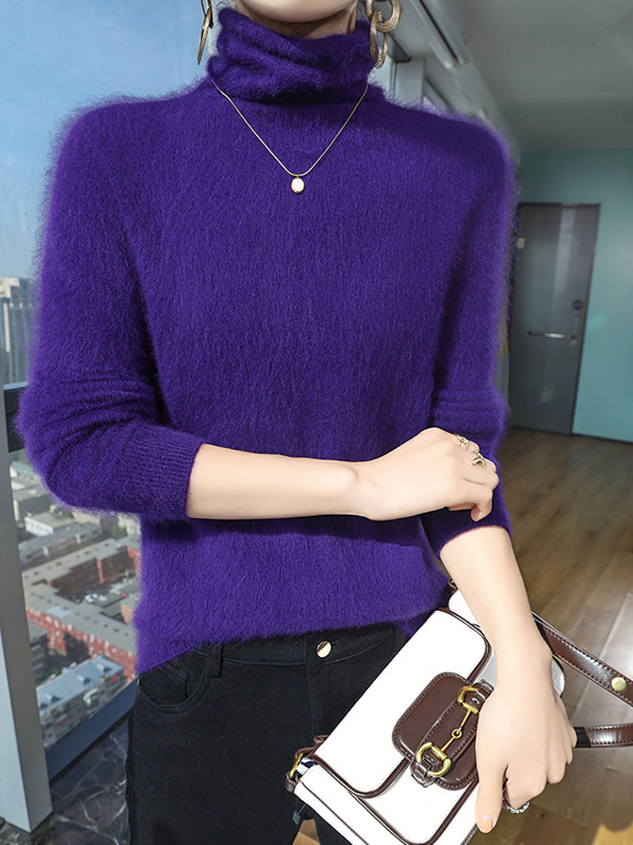 Women Autumn Turtleneck Wool Soft Warm Knit Sweater AV1029