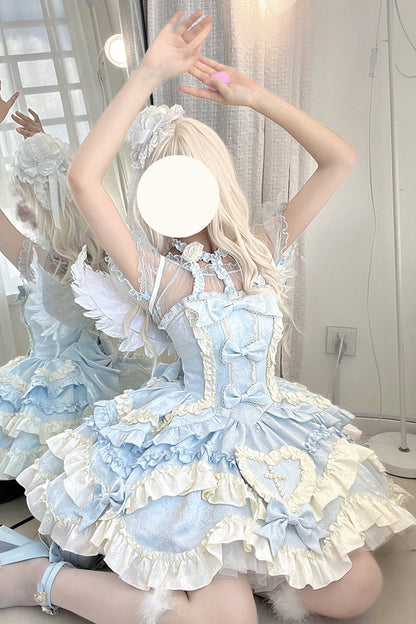 Heart of Butterfly Embroidery Ruffle Ballet Lolita JSK Set