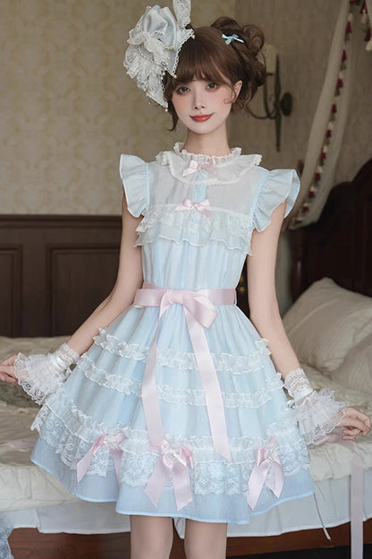 Frosted Cake Stand Collar Ruffle Lace Japanese Princess Dress