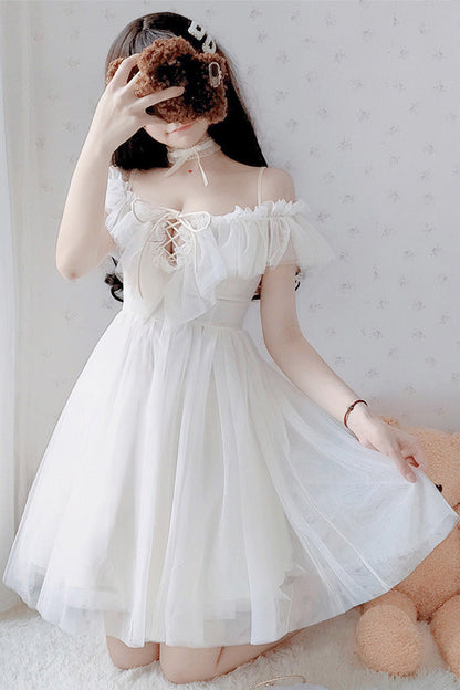 Ivory Boatneck Sweet Lolita Strapless Jumper Skirt