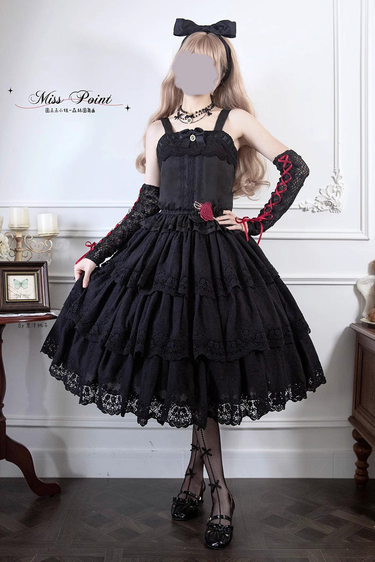 Ebony Embroidered Sweet Suspender Top - Forest Waltz
