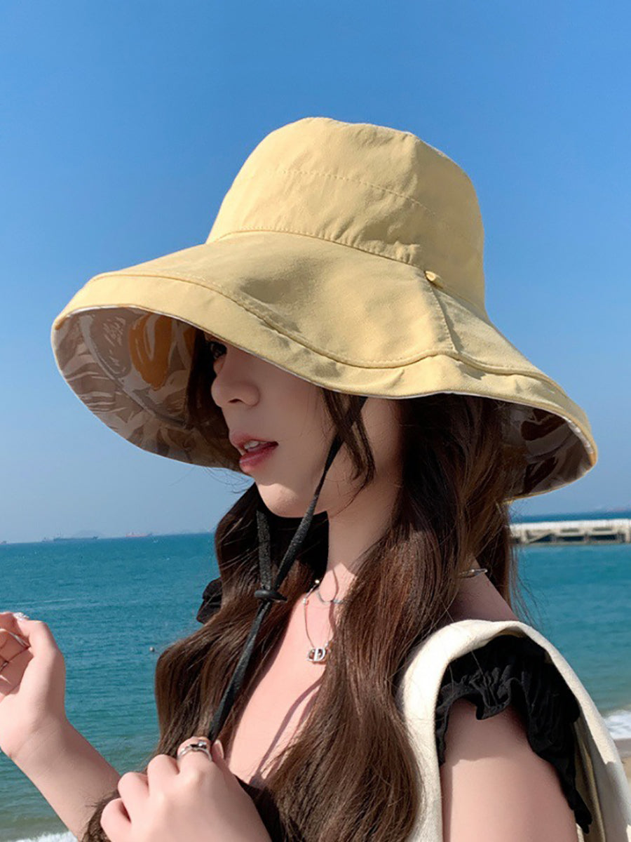 Hat Summer Sunproof Dual-side Flower Women Wearing