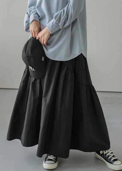 Army Elastic Green Skirt Spring Waist Cotton Loose Wrinkled