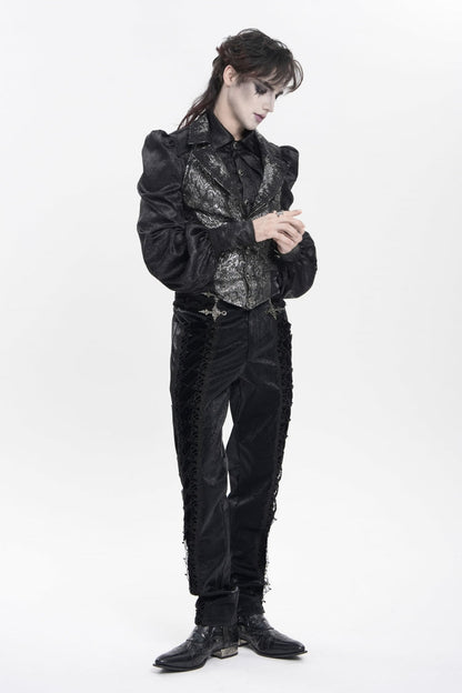 Embroidered Lace-Up Spliced Gothic Trousers for Men