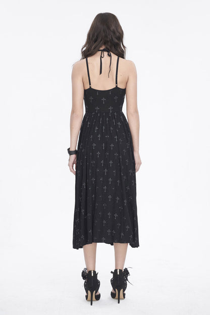 Strappy Split Dark Gothic Dress for Women - Punk Style