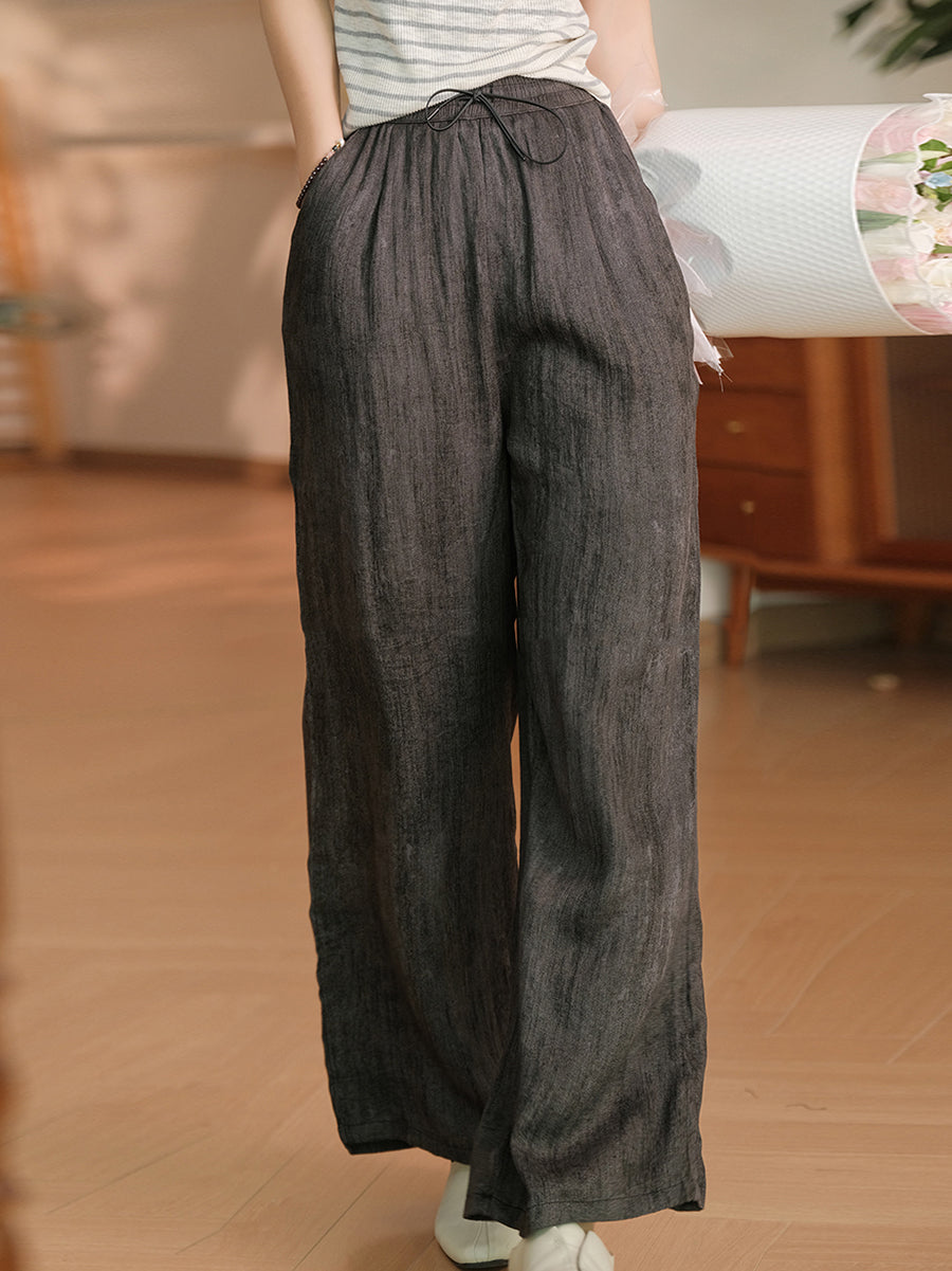 Women Summer Casual Solid Straight Linen Pants OP1055