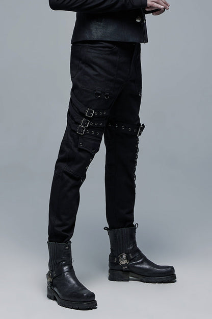 Detachable Steampunk Pants with Multi Pockets and Buckles