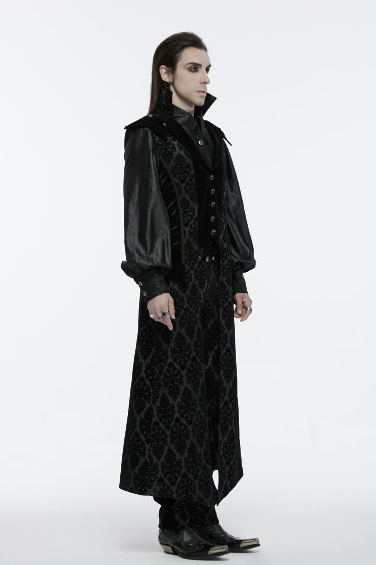 No-Sleeve Floral Lace-Up Men's Gothic Waistcoat