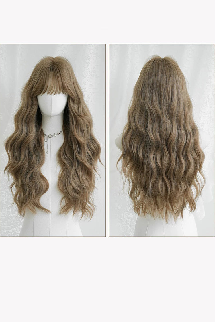 Brown Milk Tea Korean Fluffy Face-Framing Wavy Lolita Wig