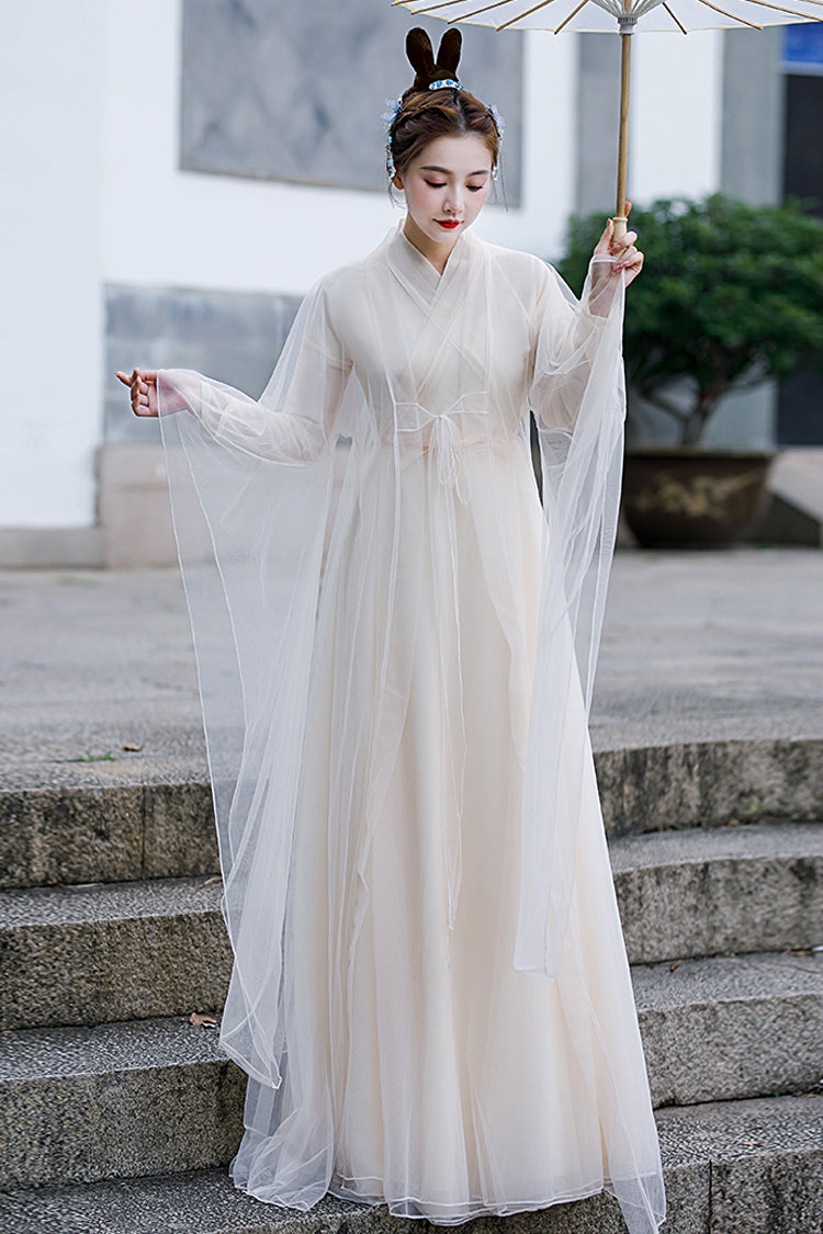 Fairy Sweet Hanfu Gown with Ethereal Cream Tone