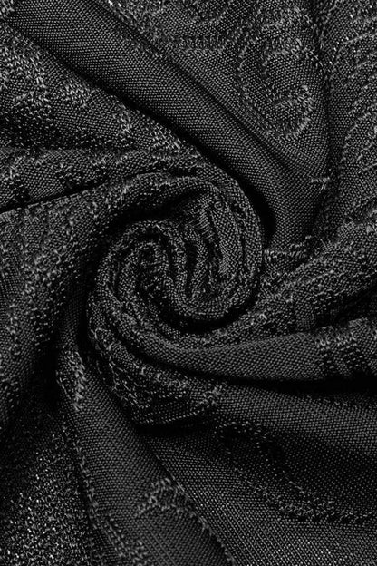 Ebony Flared-Sleeve Sheer Lace Fitted Hooded Gothic Dress