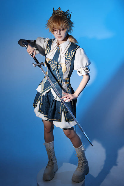 Azure Contract Magic Medieval Embroidery Classic Prince Handsome Ouji Lolita Coat