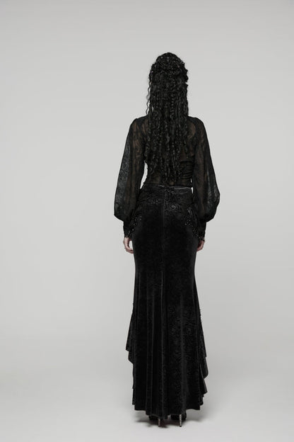 Cut-Out Lace Slim Fishtail Skirt for Women - Palace Cosplay