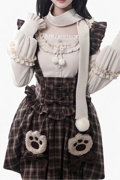 Fluffy Bear Sleeveless Ruffle Bow Sweet Lolita Strap Dress