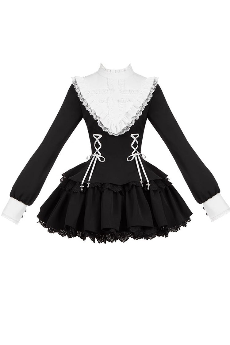 Sweet Handsome Lolita Dress - Lace-Up Ruffled Sleeves