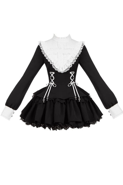 Sweet Handsome Lolita Dress - Lace-Up Ruffled Sleeves