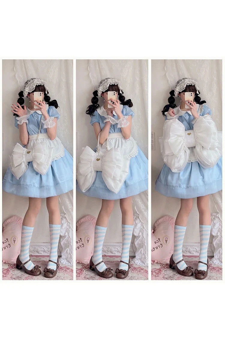 Ivory Large Bow Metal Heart Nameplate Lolita Backpack