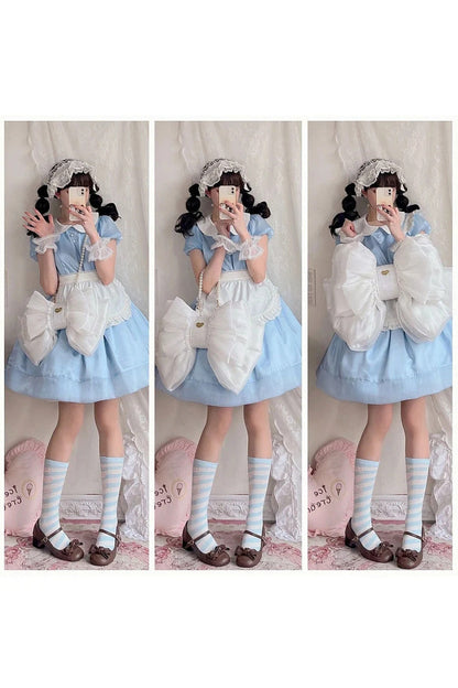 Ivory Large Bow Metal Heart Nameplate Lolita Backpack