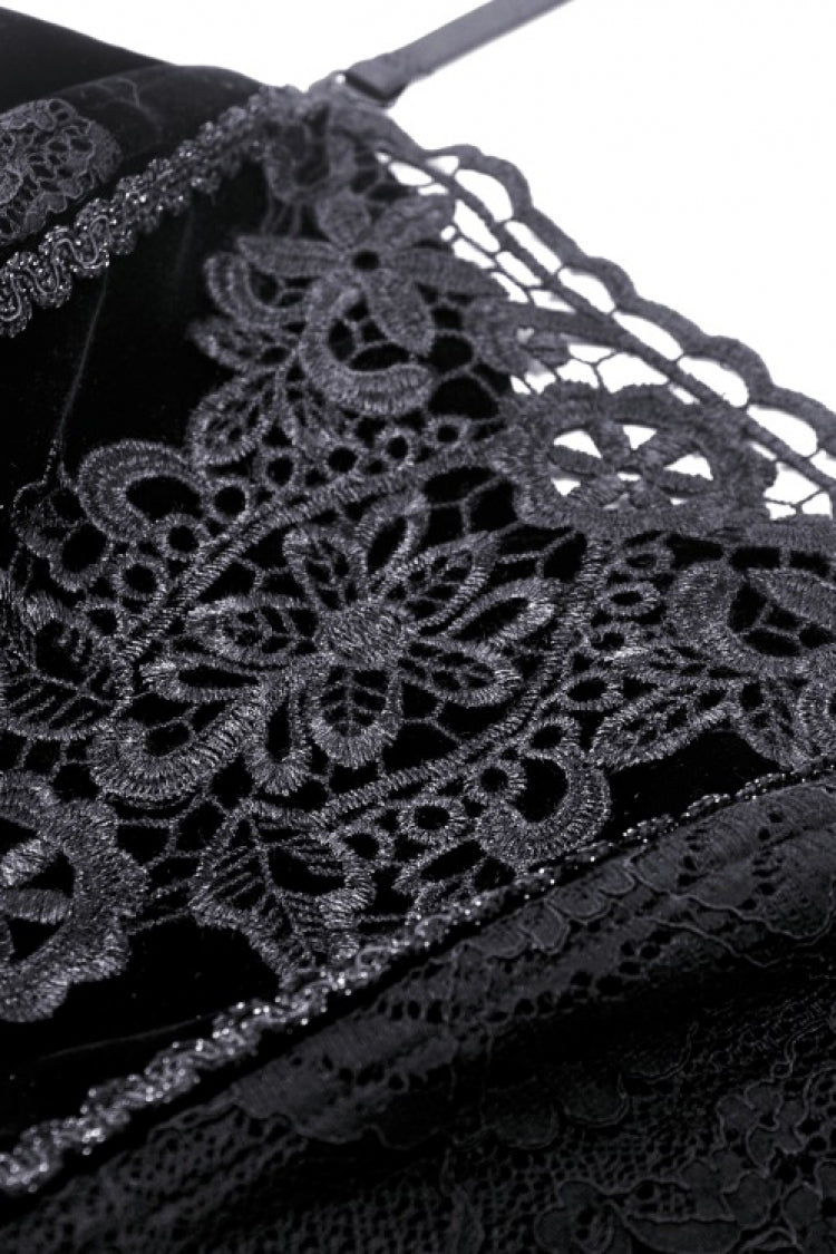 No-Sleeve Floral Velvet Gothic Corset Top