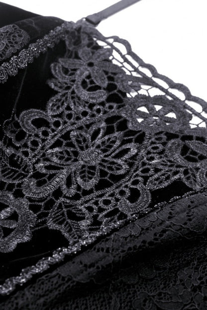 No-Sleeve Floral Velvet Gothic Corset Top