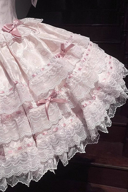 Blush Butterfly Lace-Up Sleeveless JSK with Ruffles